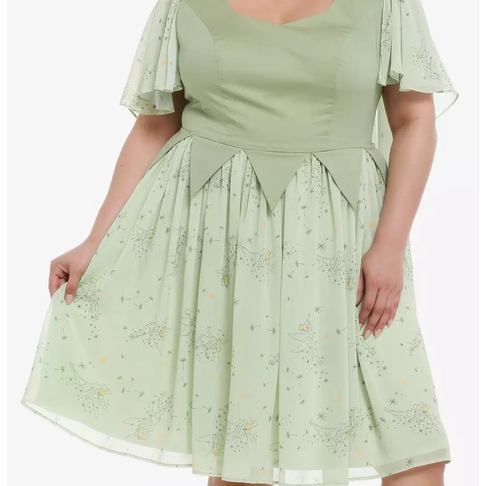 Her Universe Tinkerbell Green Flutter Sleeve Midi dress Peter Pan